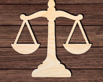 Scales of Justice Wood Cutout, Unfinished Birch Plywood Legal Law Craft Shape 001