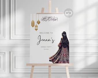 Henna Welcome Sign Print | Digital Download | Henna Decor | Custom Henna Decor | Bridal Welcome Sign Poster