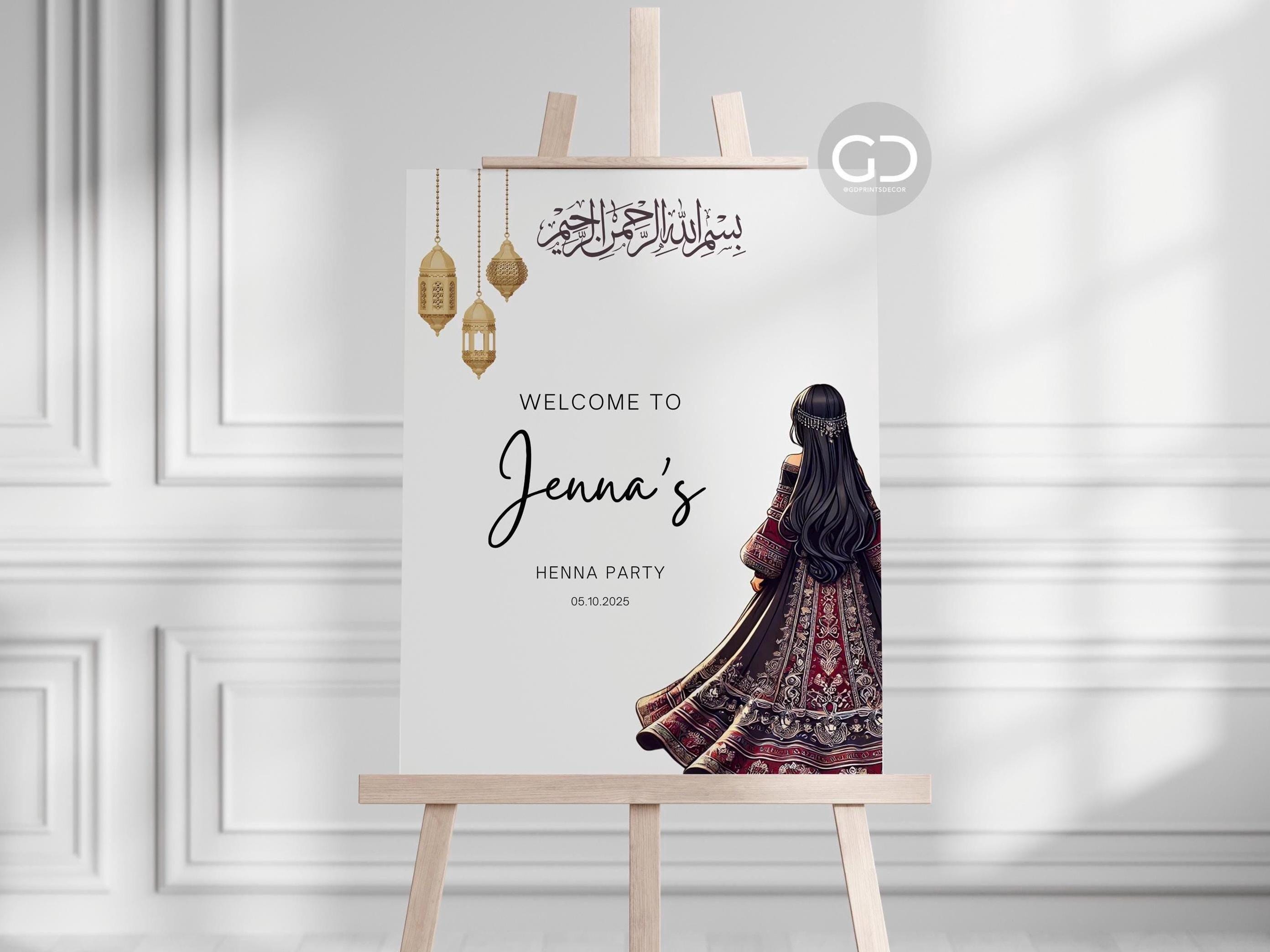 Henna Welcome Sign Print | Henna Decor | Custom Henna Decor | Bridal Welcome Sign Poster