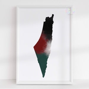 Palestine Map Art | Countries Wall Art | Word Home With Country | Palestinian Art Prints UNFRAMED