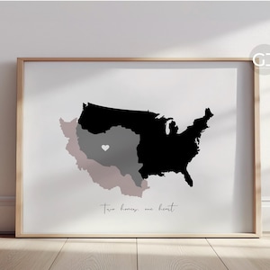 Personalized Couples Heart Map Print | Countries Heart Wall Art | Friendship Gifts World Map | Wedding Gift Art Prints UNFRAMED