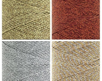 Filo cerato linhasita 1mm colori metallici  oro gold - argento silver - rame cobre - oro/argento x10m x20m macrame waxed thread waxed cord