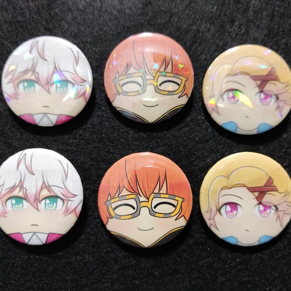 Mystic Messenger 707 Luciel Ray Yoosung badge button pin holographic 32mm