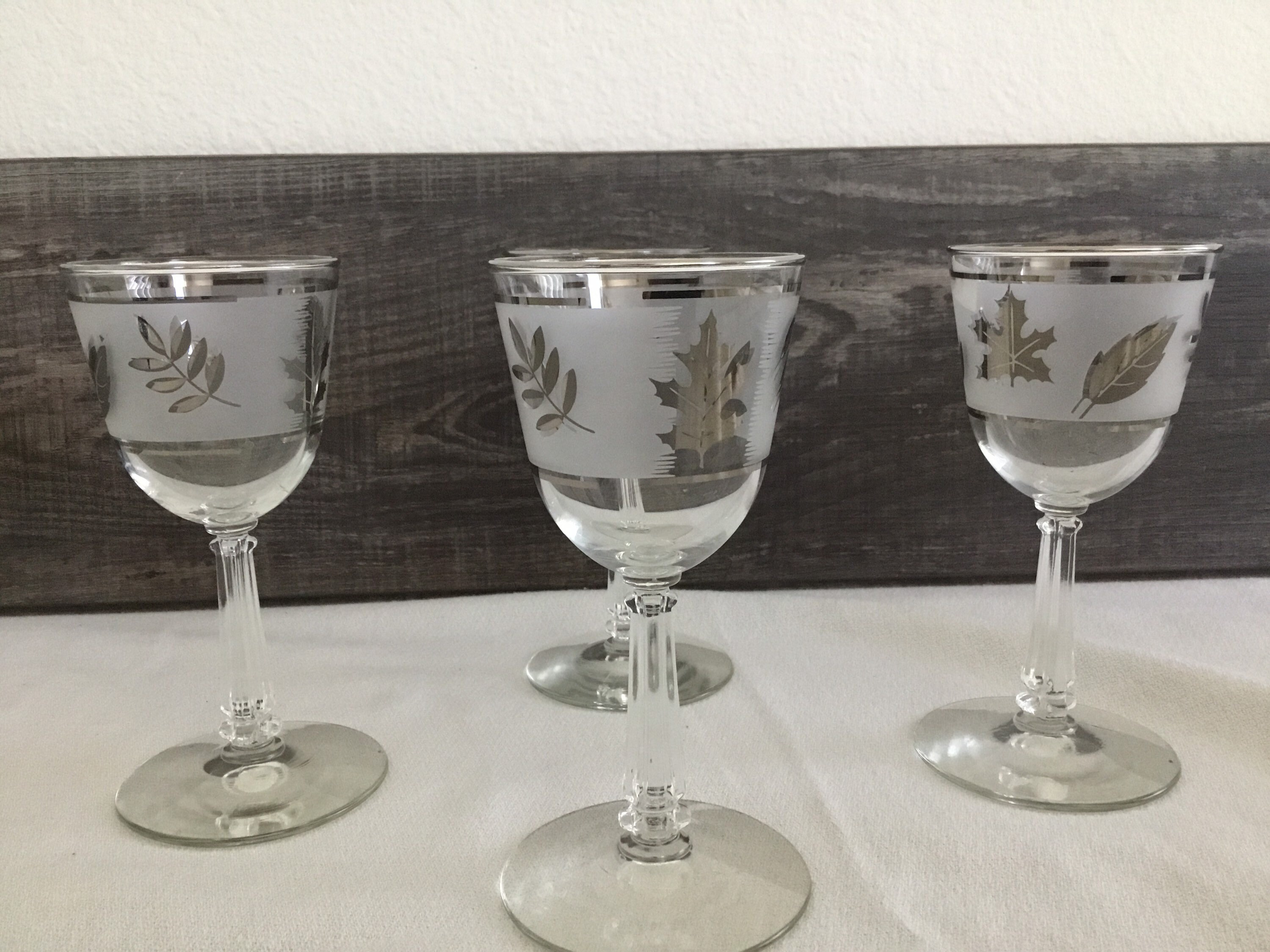 Vintage Libbey Glass Company Silver Leaf Water Goblets Set of Etsy