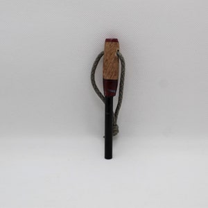 Red, White, and Blue Resin and Maple Burl Ferro Rod 4.75&quot;x.5&quot;