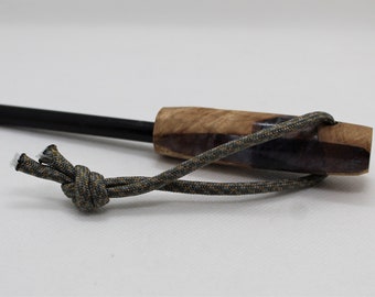 Blue, Copper, and White Resin and Maple Burl Ferro Rod with Paracord 6"x.75"