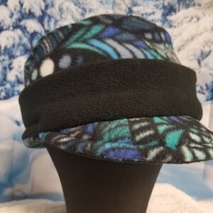 Blue Zentangle Print with Black Band Fleece Winter Fashion Hat