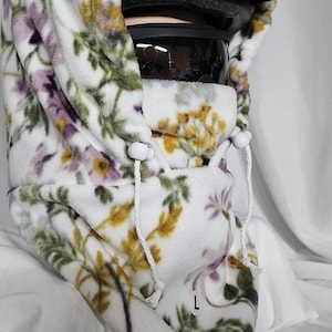 Purple Botanical Field Flowers Print Anti Pill Fleece Large Ski Helmet Cover