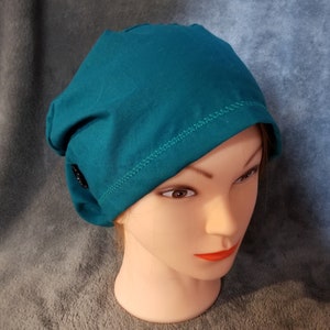 Pixie Style Scrub Cap Teal (Blue Green) Solid Color, Euro style scrub cap