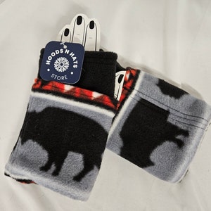 Buffalo Print Fleece Fingerless Gloves