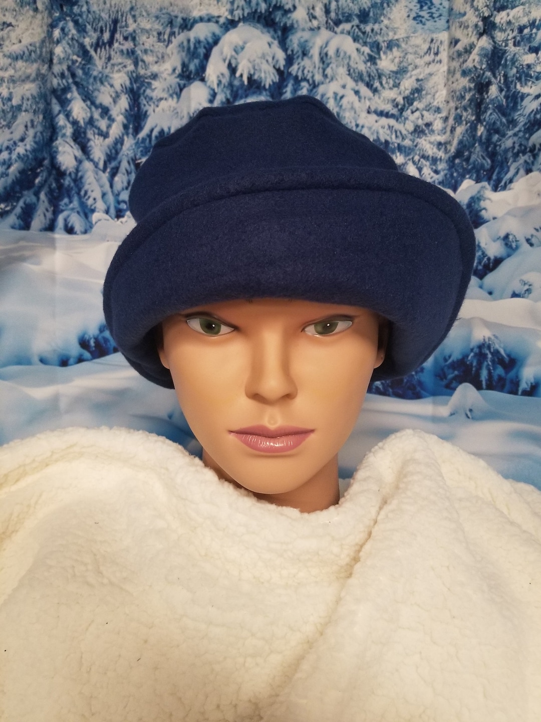 Navy Blue Blizzard Fleece Winter Flapper Hat Etsy