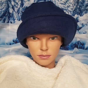 Navy Blue Blizzard Fleece Winter Flapper Hat