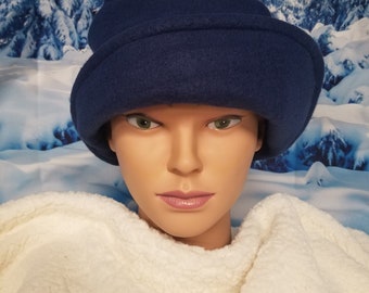 Navy Blue Blizzard Fleece Winter Flapper Hat