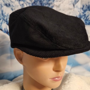 Black Corduroy Flat Cap