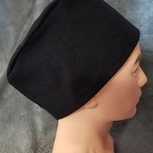 Black LARGE Scrub Cap same top with hook and loop fasteners ready to ship.