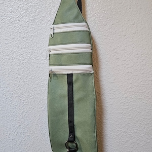 Olive Faux Mora Leather Tri Sling Bag, Crossbody Sling, Travel Sling