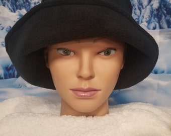 Black Anti Pill Fleece Winter Flapper Hat