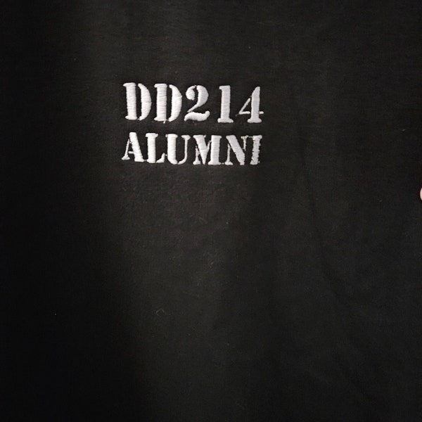 Black DD214 ALUMNI Embroidered T shirt