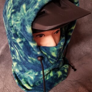 Teal Tie Dye Print Anti Pill Fleece Large Ski Helmet Cover