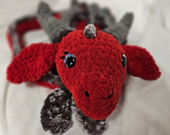 Dragon Crochet Amigurumi; Red Dragon Crochet Plushie; Dragon Snuggle Buddy; Red Dragon Crochet Amigurumi