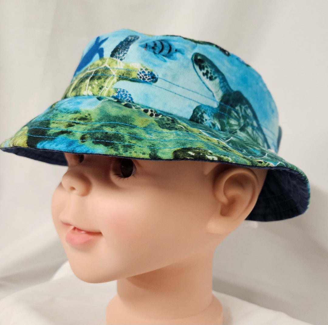 Turtle Print Kids Bucket Hat Kids Size Small Etsy