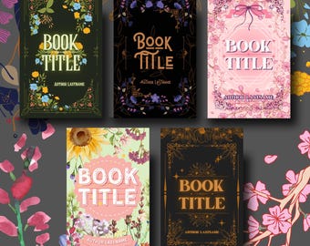 Canva eBook Templates - 5 Floral Digital Book Covers | Digital Book Cover Template 2560 x 1600, Canva Editable Files, Kindle Cover