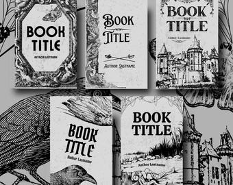 Canva eBook Templates - 5 Gothic Fantasy Digital Book Covers | Digital Book Cover Template 2560 x 1600, Canva Editable Files, Kindle Cover