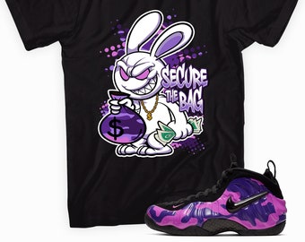 Secure the Bag Sneaker T-Shirt Made To Match Foamposite Purple Camo