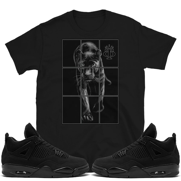 Panther unisex sneaker T-shirt past bij Jordan 4 "Black Cat" 2020