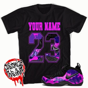 Foamposite purple camo shirt best sale