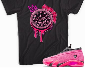 Oreo T shirt Match Jordan 14 Shocking Pink Etsy