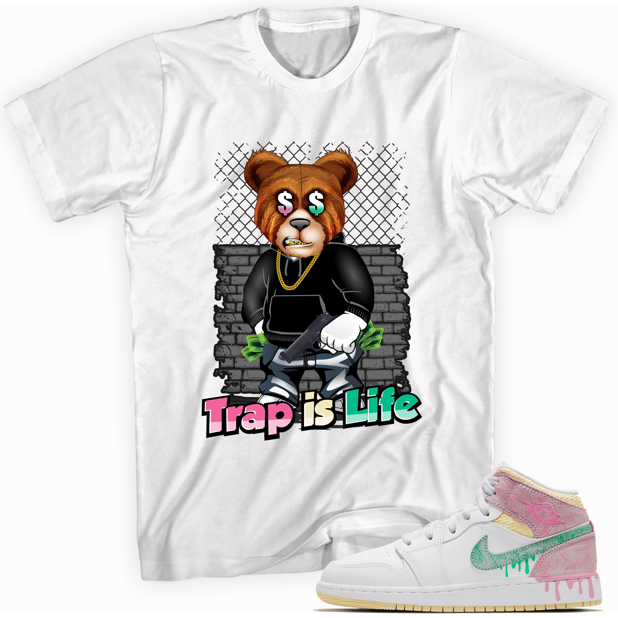 Air Jordan 1 Mid Paint Drip GS T-shirt Trap is Lifematching | Etsy
