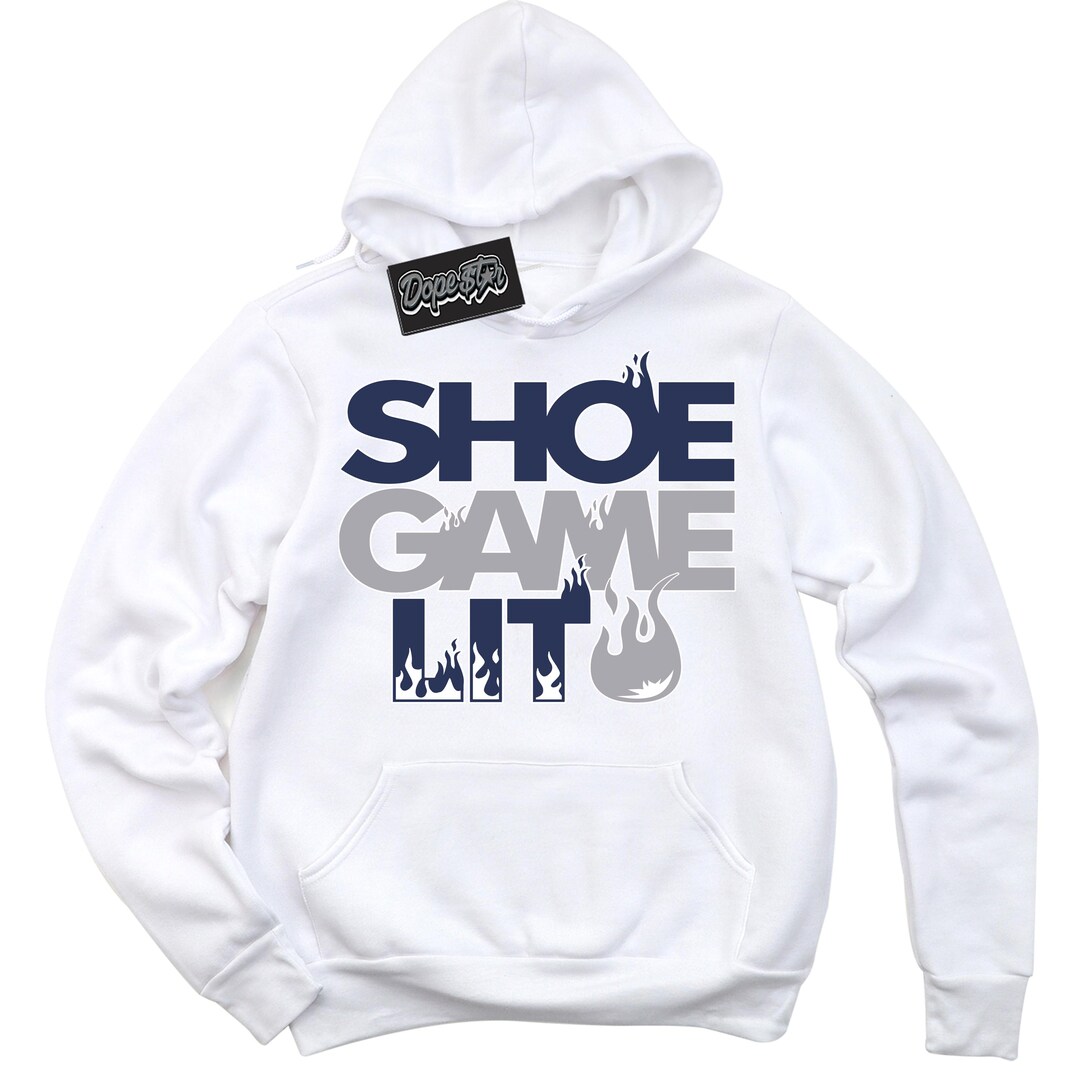 Wolf Grey Midnight Navy 1s Sneaker Hoodie Shoe Game Lit Graphic