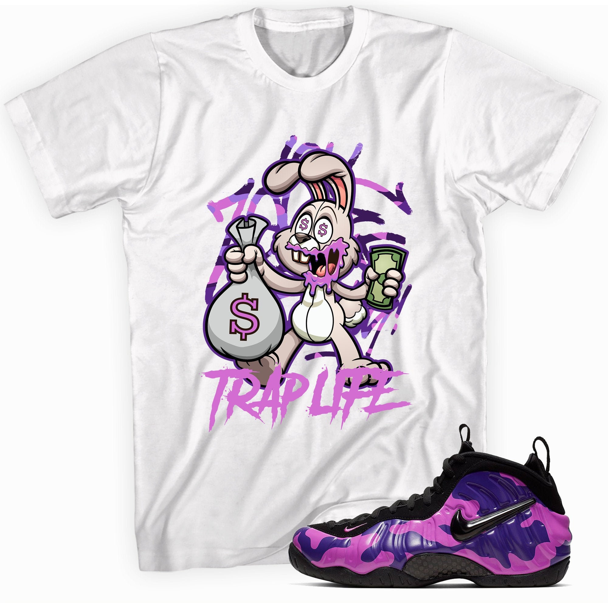 Nike foamposite purple camo best sale shirt