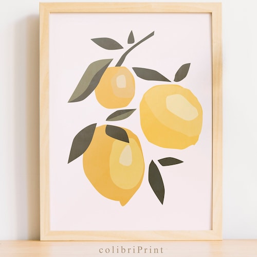 Lemon Tree Printable Wall Art Fresh Citrus Print Abstract Etsy