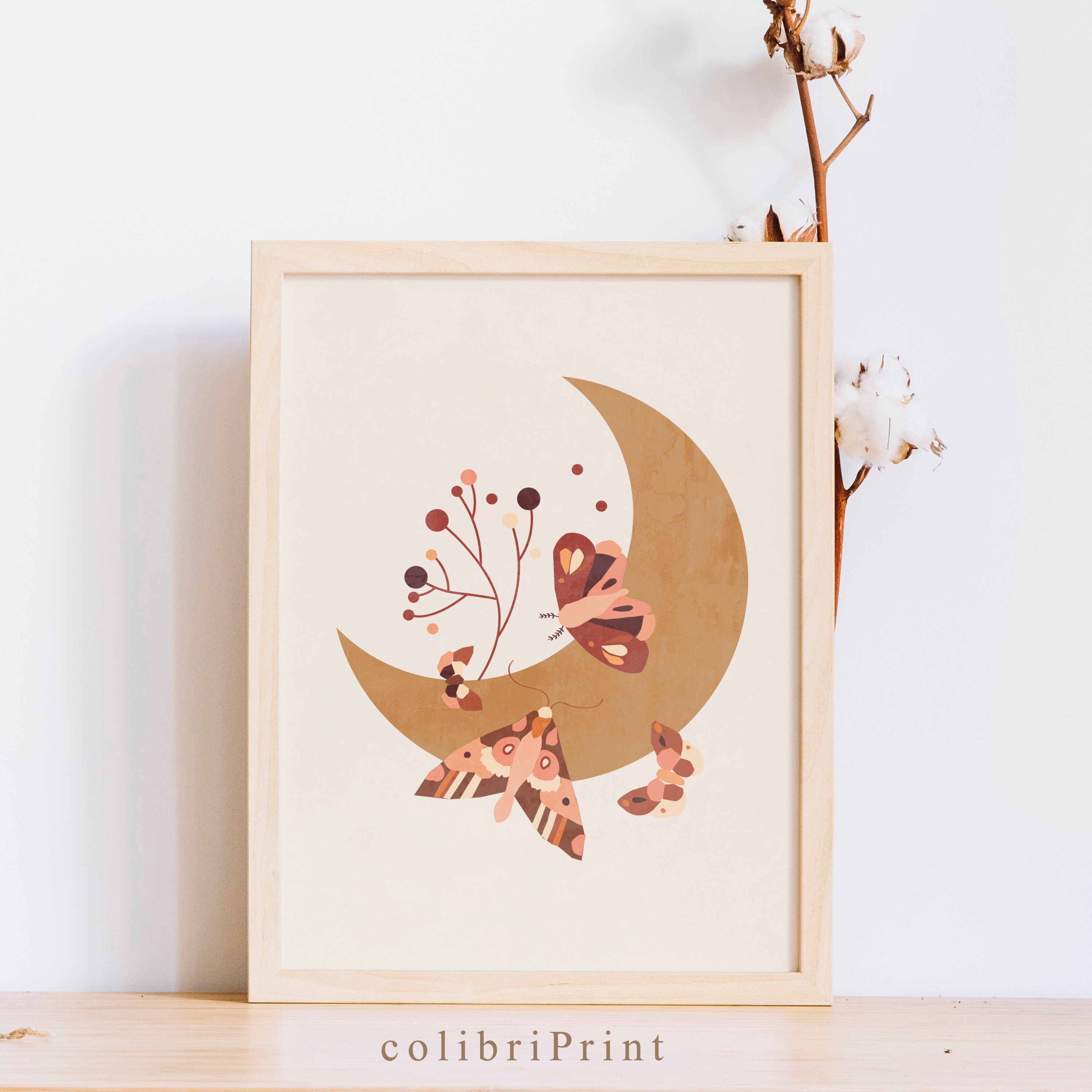 Aesthetic boho moth art poster butterfly artwork moths on Etsy