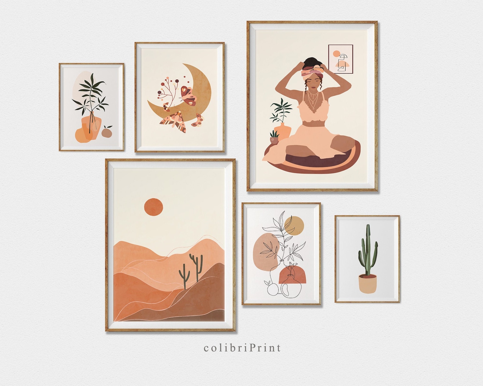 Set of 6 boho prints room decor aesthetic plant poster wall Etsy