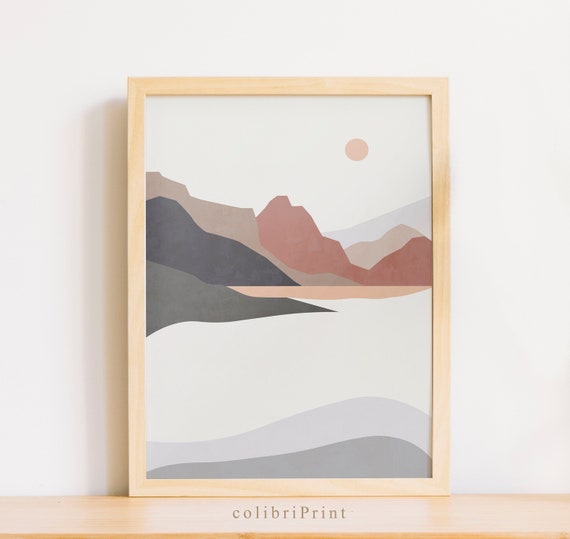 Modern Boho Lake House Art Boho Landscape Boho Artwork Boho Etsy