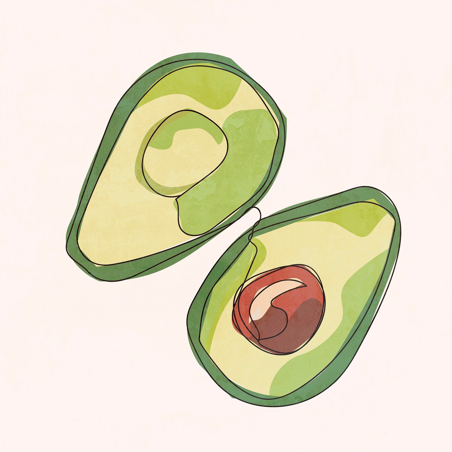 Modern avocado line drawing poster food poster plant Etsy