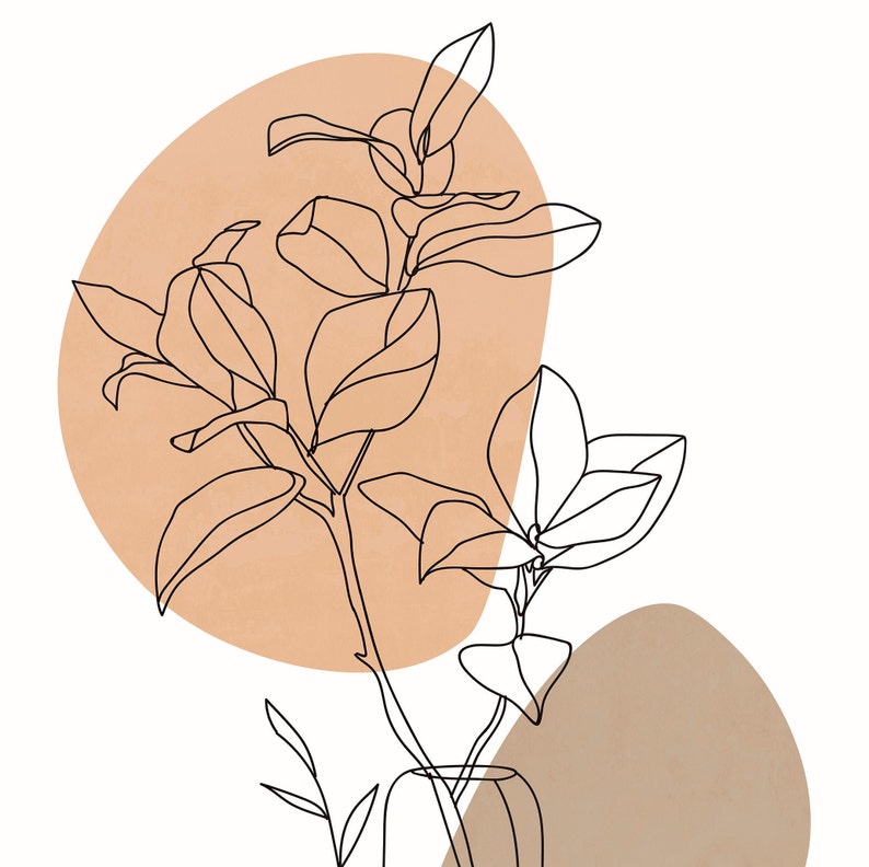 Minimalist one line drawing plant poster house plant print | Etsy