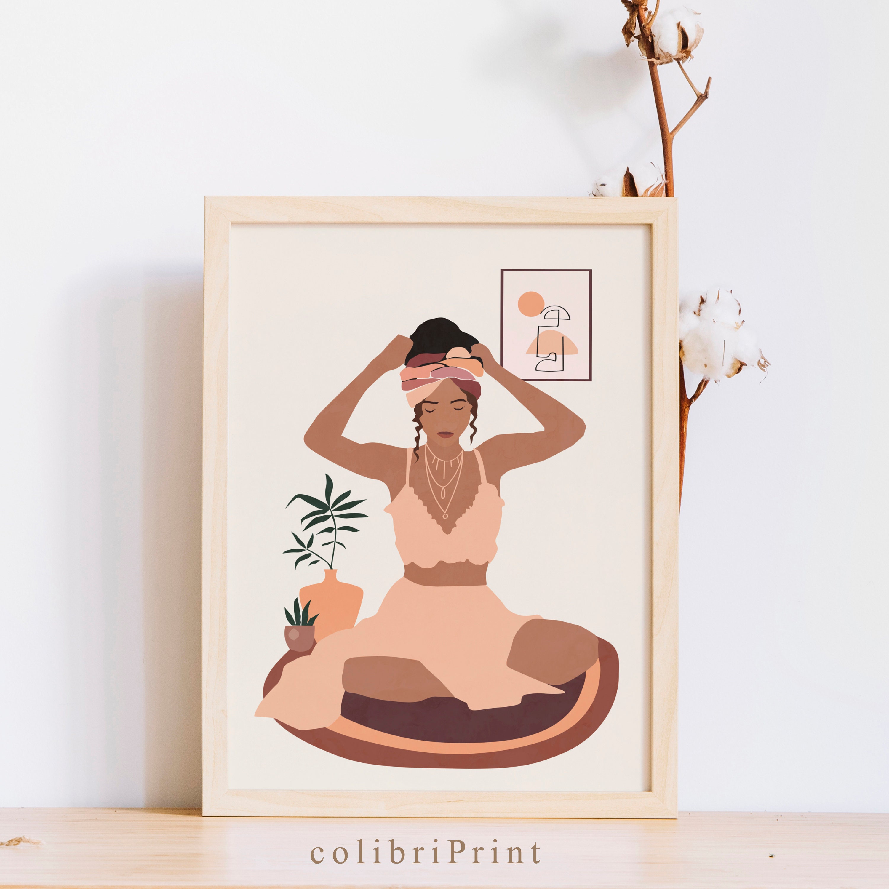 Set of 6 boho prints room decor aesthetic plant poster wall Etsy