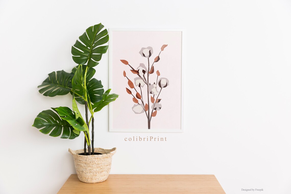 Modern botanical pastel cotton printable wall art plant Etsy