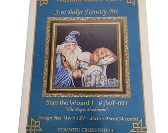 Kustom Krafts Stan Wizard Magic Mushrooms Counted Cross Stitch PATTERN Dyan Allaire 1999