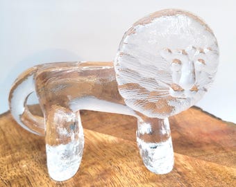 Vintage Kosta Boda Zoo Series Glass Lion Sculpture Bertil Vallien 60s 70s MCM