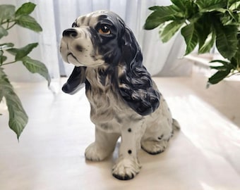 Vintage 1950 Cocker Spaniel Figurine 8326 Designed by Erich Stauffer Black White