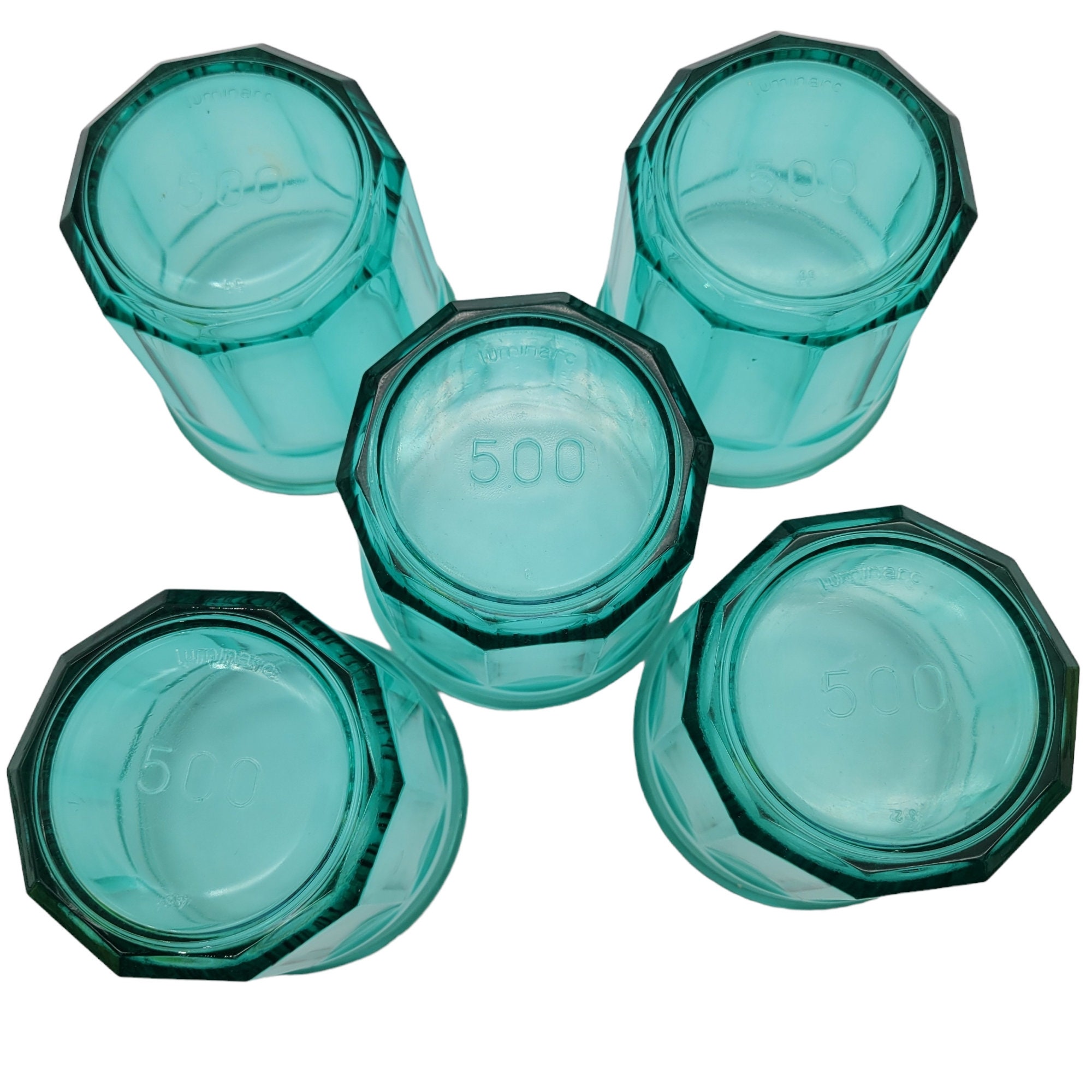 LUMINARC 10-panel Working Glass 500 Tumblers Aqua Teal Green - Etsy