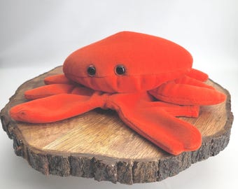 Vintage Folkmanis Folktails Red Orange Crab Plush Puppet 10 Stuffed Animal Soft Toy