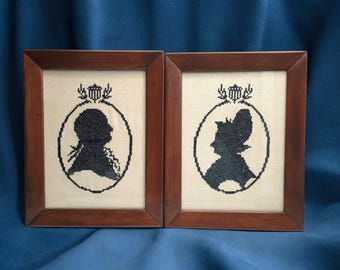 George Martha Washington Silhouettes Vtg Cross Stitch USA 250 Patriotic American