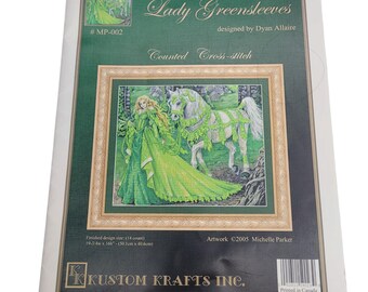 Kustom Krafts Lady Greensleeves Counted Cross Stitch PATTERN Dyan Allaire MP-002