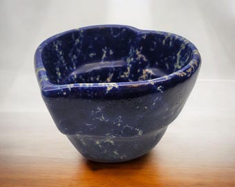 Vintage Bennington Pottery Blue Agate Heart Baking Bowl, 1948